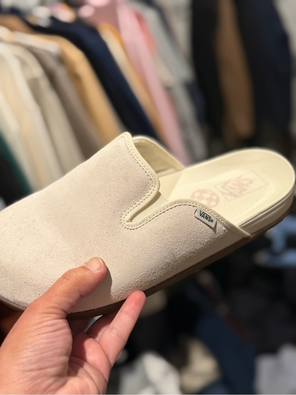 Vans Women's Cream Suede Slip-On Mule